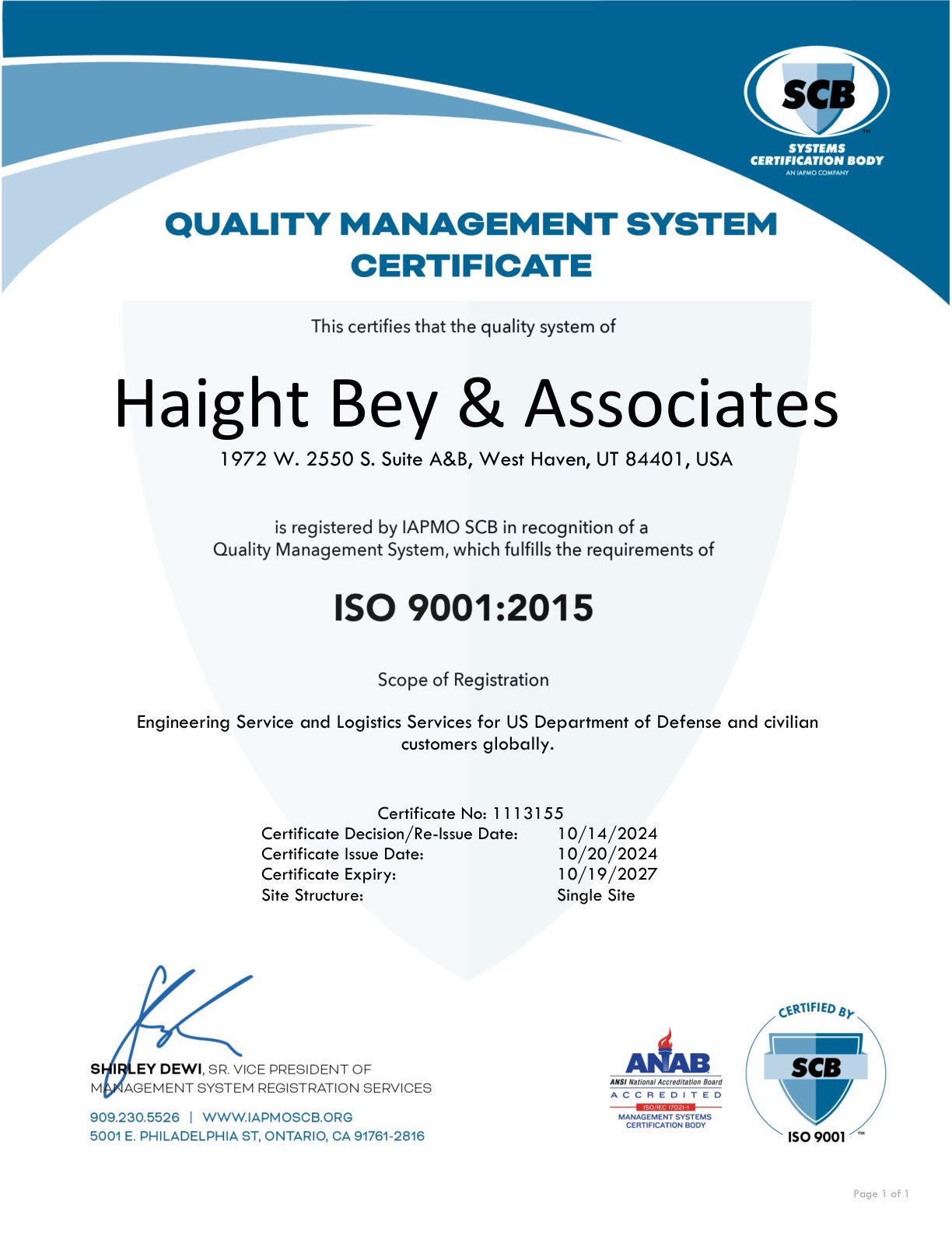 ISO 9001:2015 certification